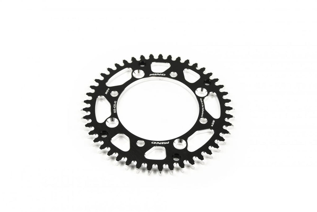 MINO REAR SPROCKET ALLOY BLACK 428, MINO 25-605-428-45