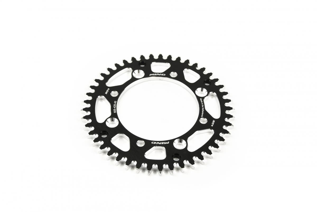 MINO REAR SPROCKET ALLOY BLACK 428, MINO 25-605-428-45