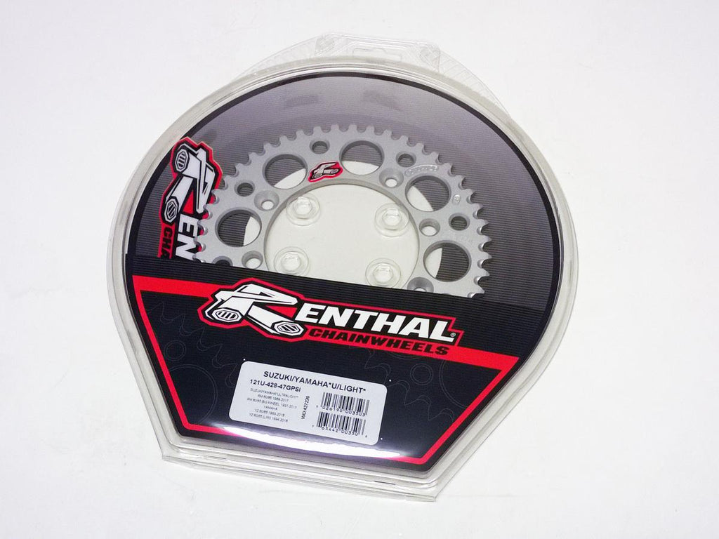 REAR SPROCKET ALLOY RENTHAL, ULTRALITE 121U-428-47GPSI SILVER, SUZUKI, YAMAHA