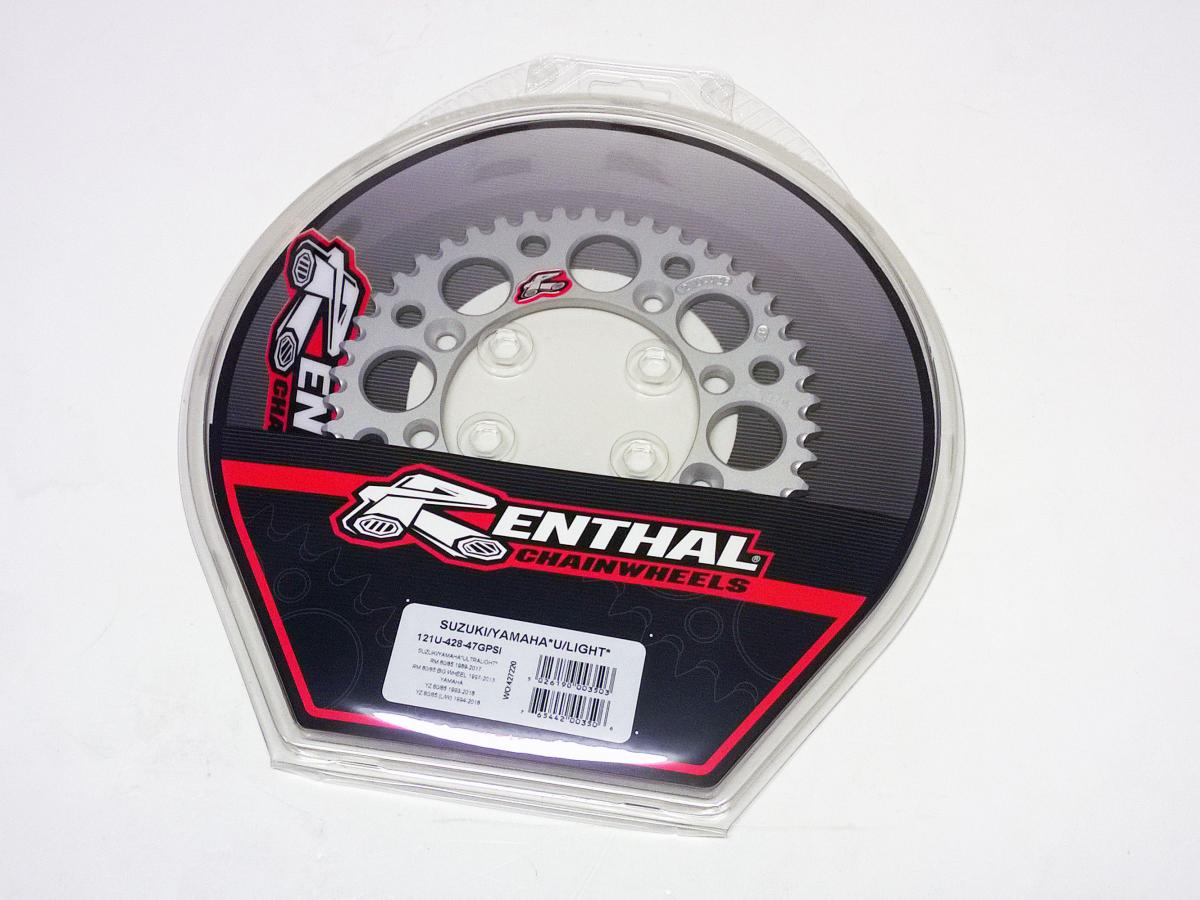 REAR SPROCKET ALLOY RENTHAL, ULTRALITE 121U-428-47GPSI SILVER, SUZUKI, YAMAHA