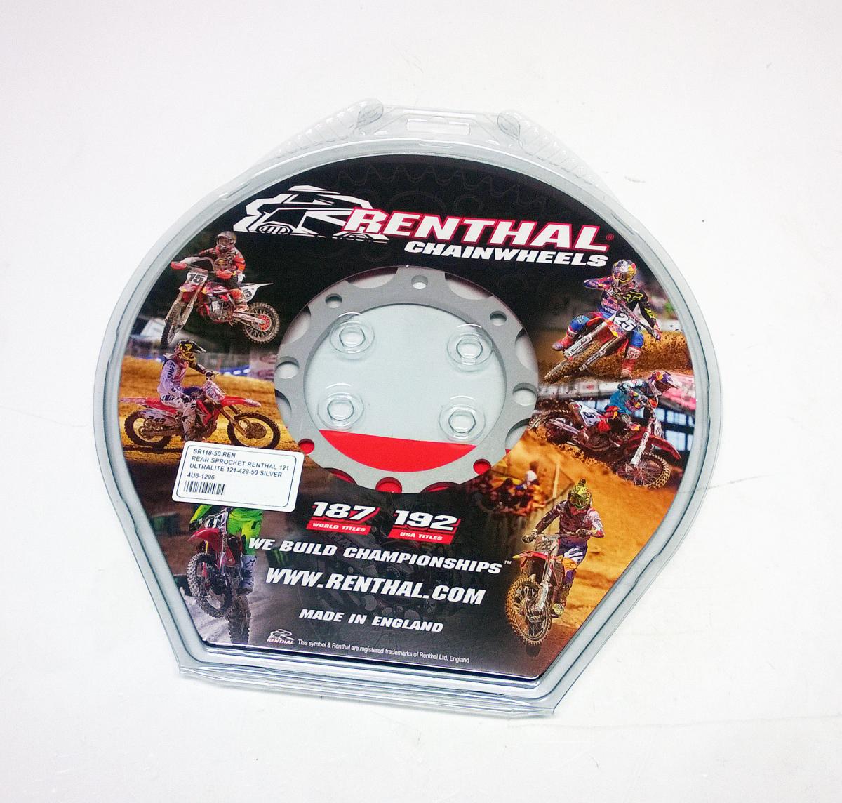 REAR SPROCKET ALLOY RENTHAL, ULTRALITE 121U-428-50GPSI SILVER, SUZUKI, YAMAHA
