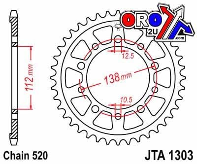 REAR SPROCKET ALLOY JTA1303.49, HONDA ROAD CHAIN 520