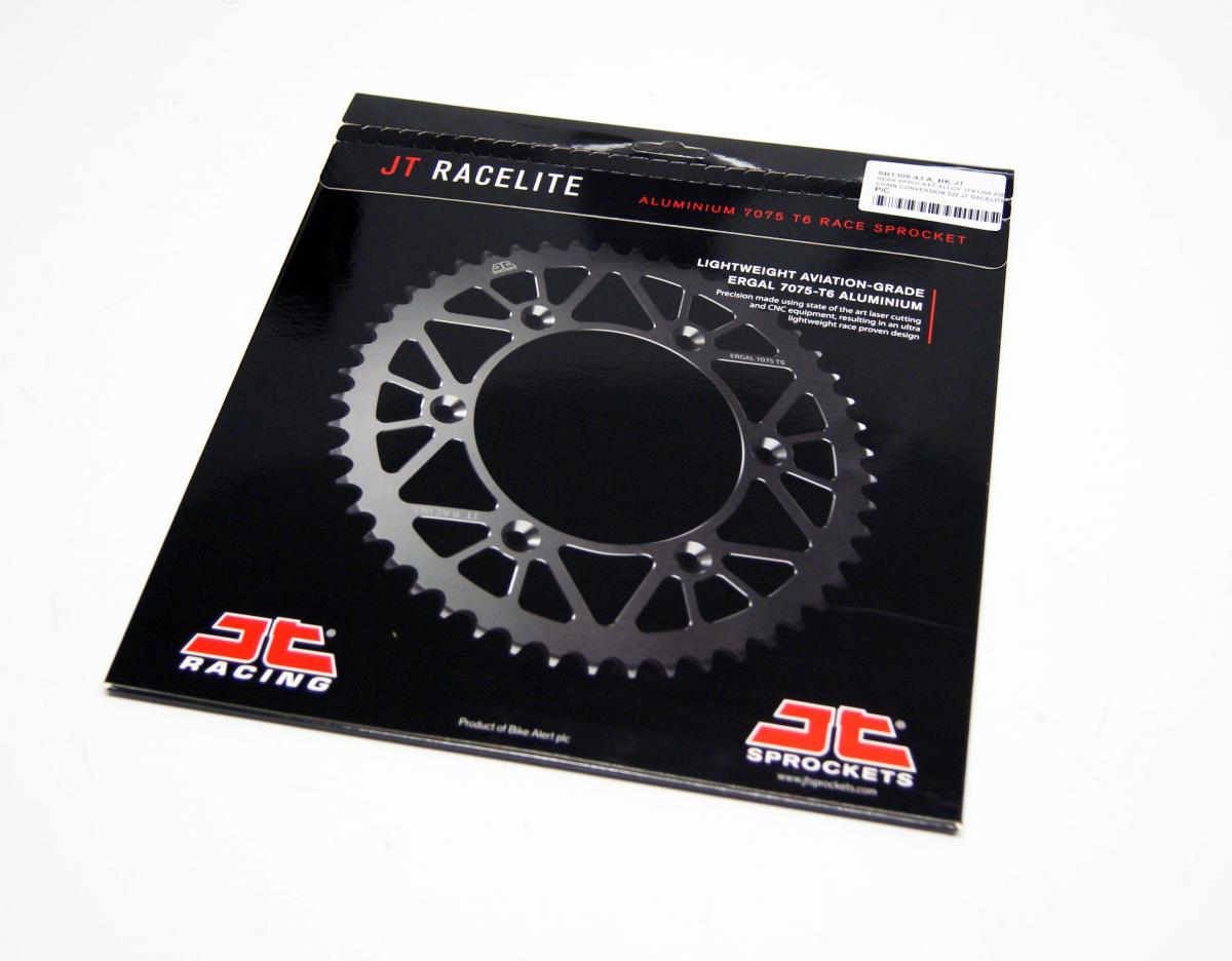 REAR SPROCKET ALLOY JTA1308.43BLK, CHAIN CONVERSION 520 JT RACELITE, HONDA ROAD JTR1308