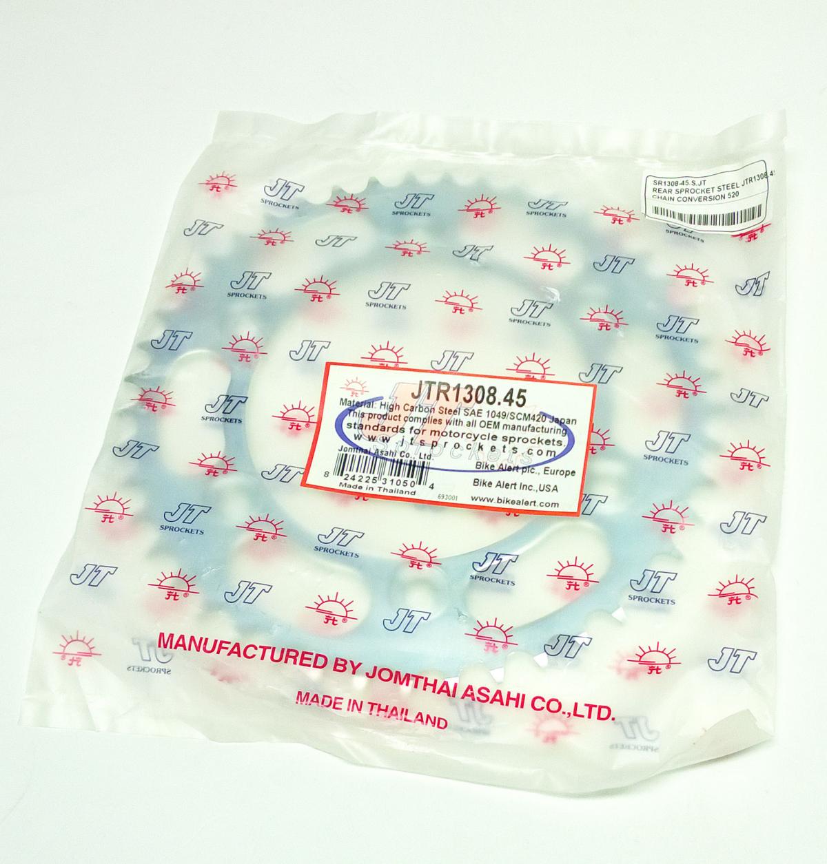 REAR SPROCKET STEEL JTR1308.45, CHAIN CONVERSION 520, HONDA ROAD
