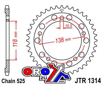 REAR SPROCKET JTR1314.39 STEEL, HONDA ROAD