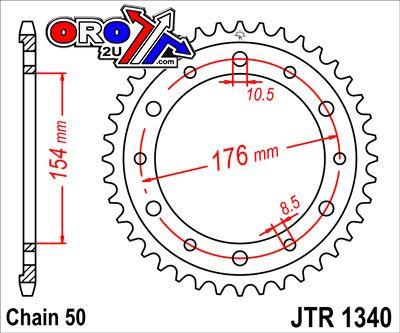 REAR SPROCKET JTR1340.44 STEEL, HONDA ROAD