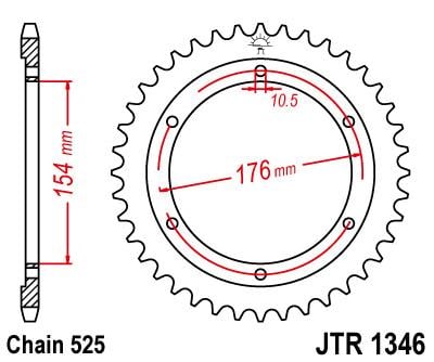REAR SPROCKET JTR1346.43 STEEL, HONDA ROAD