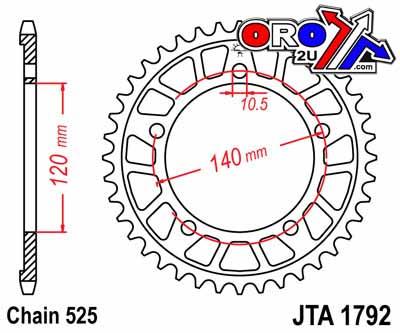 REAR SPROCKET ALLOY JTA1792.42, Triumph, Suzuki, CHAIN 525
