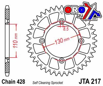 REAR SPROCKET ALLOY JTA217.50, 428 Chain Conversion CR80/85