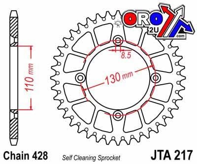 REAR SPROCKET ALLOY JTA217.55, 428 Chain Conversion CR80/85