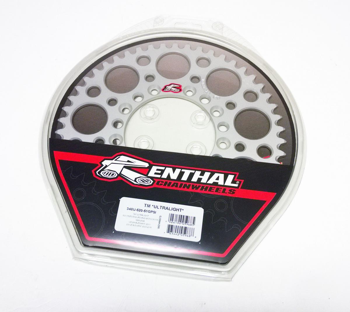 REAR SPROCKET RENTHAL 348, ULTRALITE 348U-520-51GPSI SILVER TM