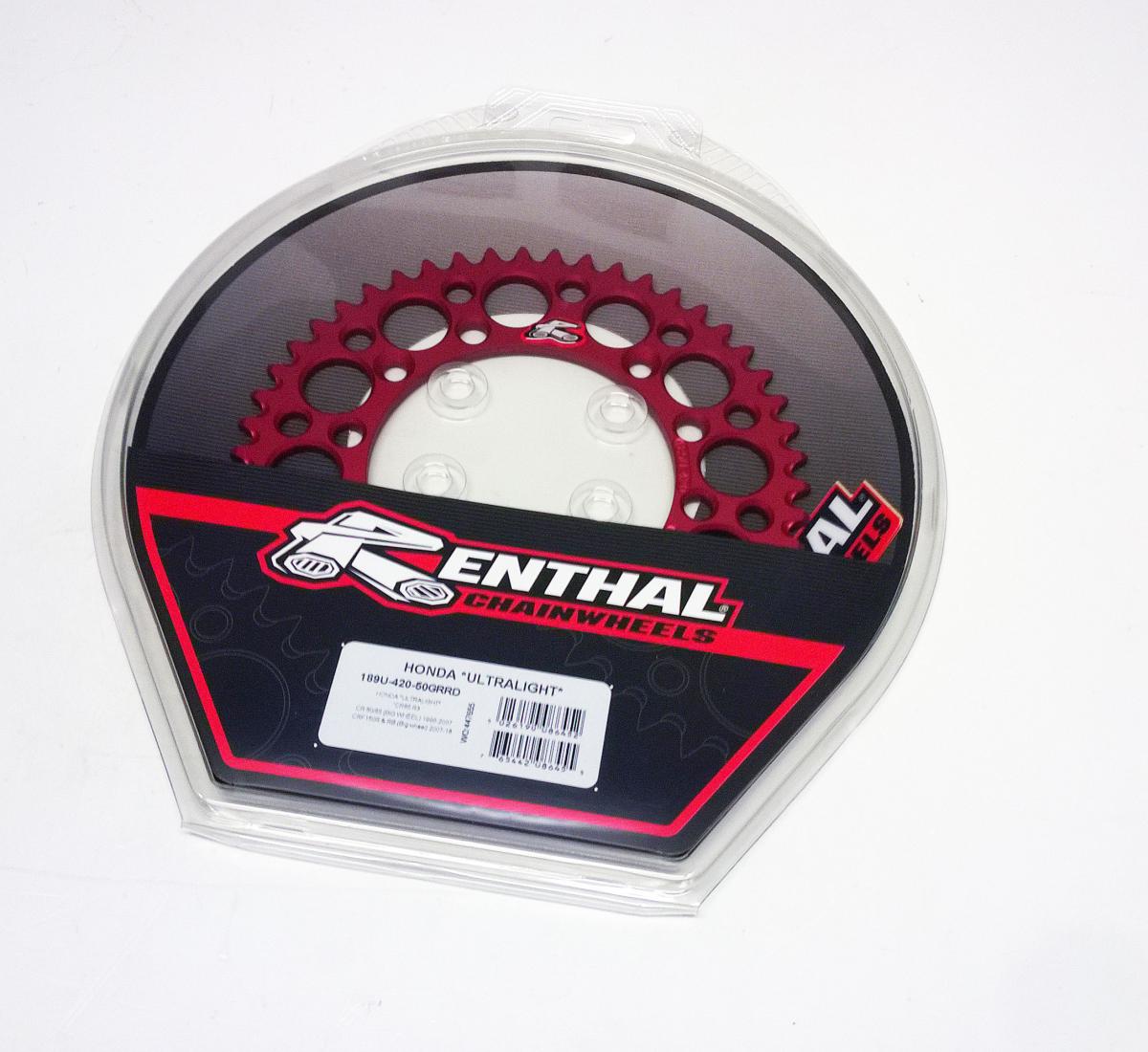 REAR SPROCKET ALLOY RENTHAL RED, ULTRALITE 189U-420-50GRRD, 189U-420-50GRRD