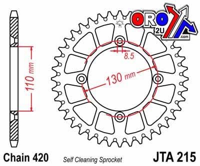 REAR SPROCKET ALLOY SILVER 215, JTA215.52 7075-T6 Aluminium