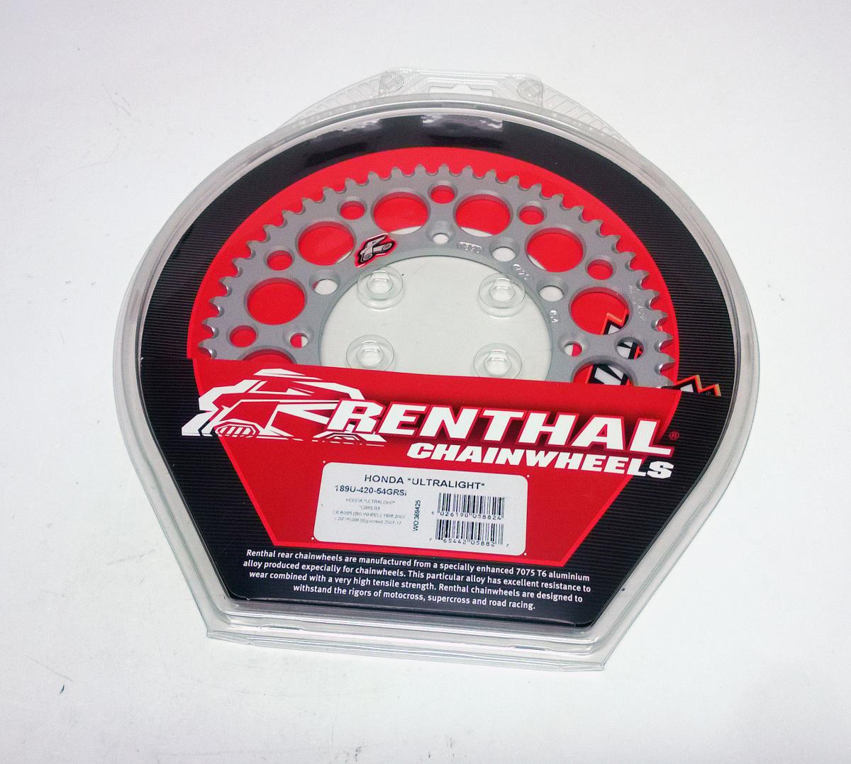 REAR SPROCKET ALLOY RENTHAL, ULTRALITE 189U-420-54GRSI SILVER