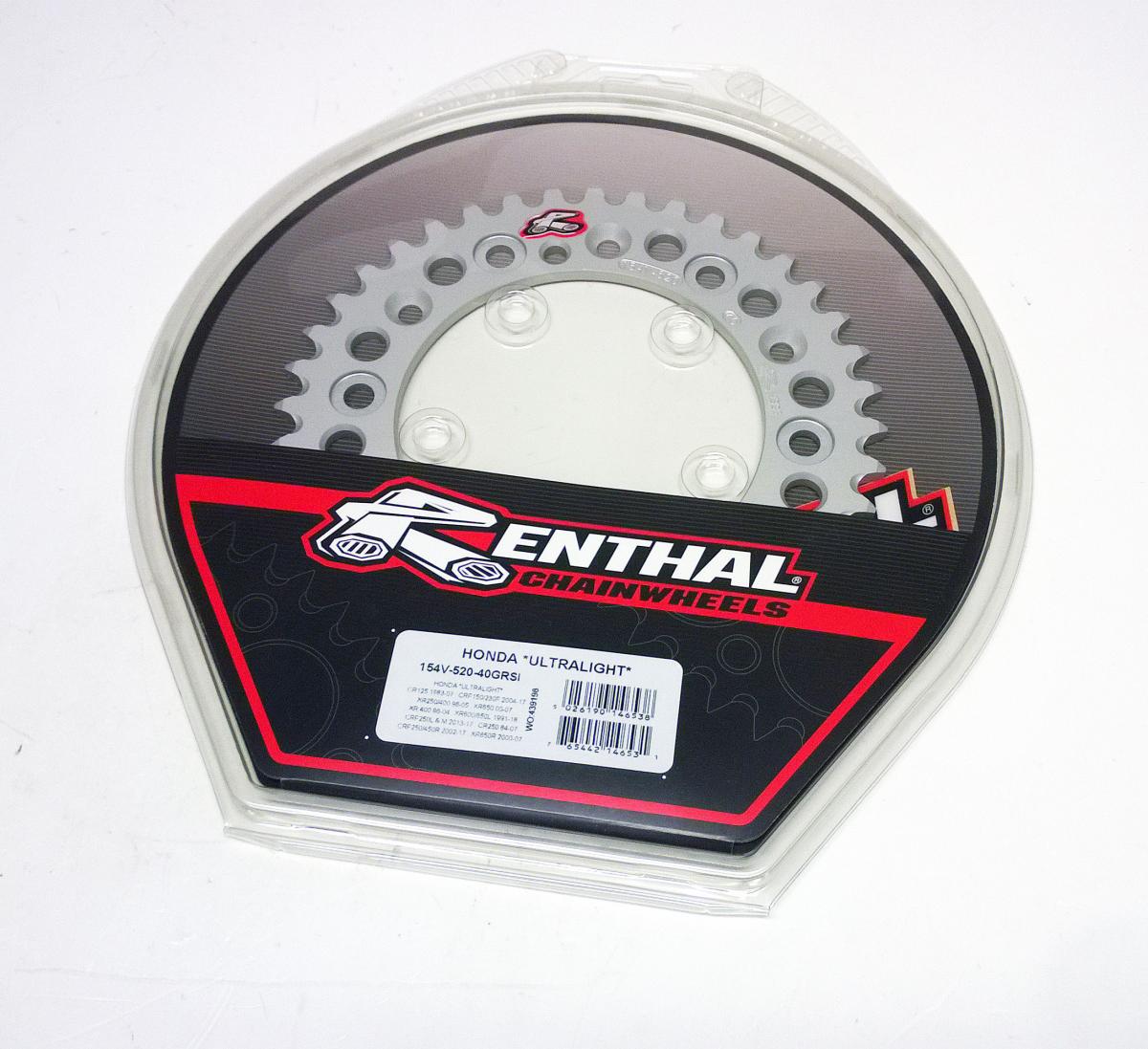 REAR SPROCKET ALLOY RENTHAL, ULTRALITE 154U-520-40GRSI