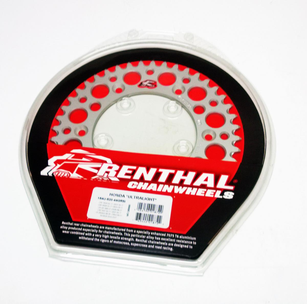 REAR SPROCKET ALLOY RENTHAL, ULTRALITE 154U-520-44GRSI SILVER
