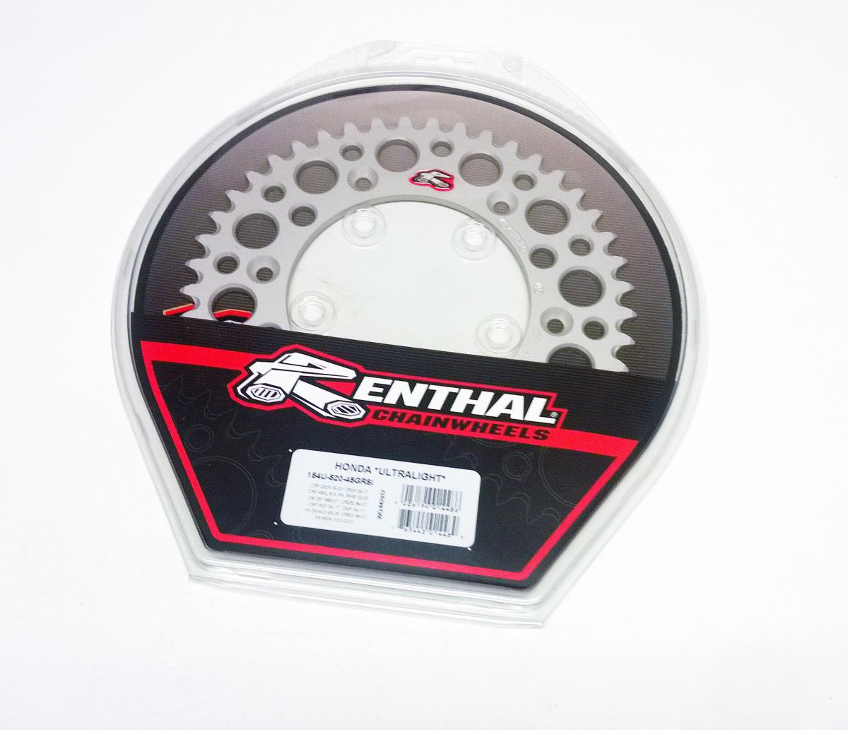 REAR SPROCKET ALLOY RENTHAL, ULTRALITE 154U-520-45GRSI SILVER