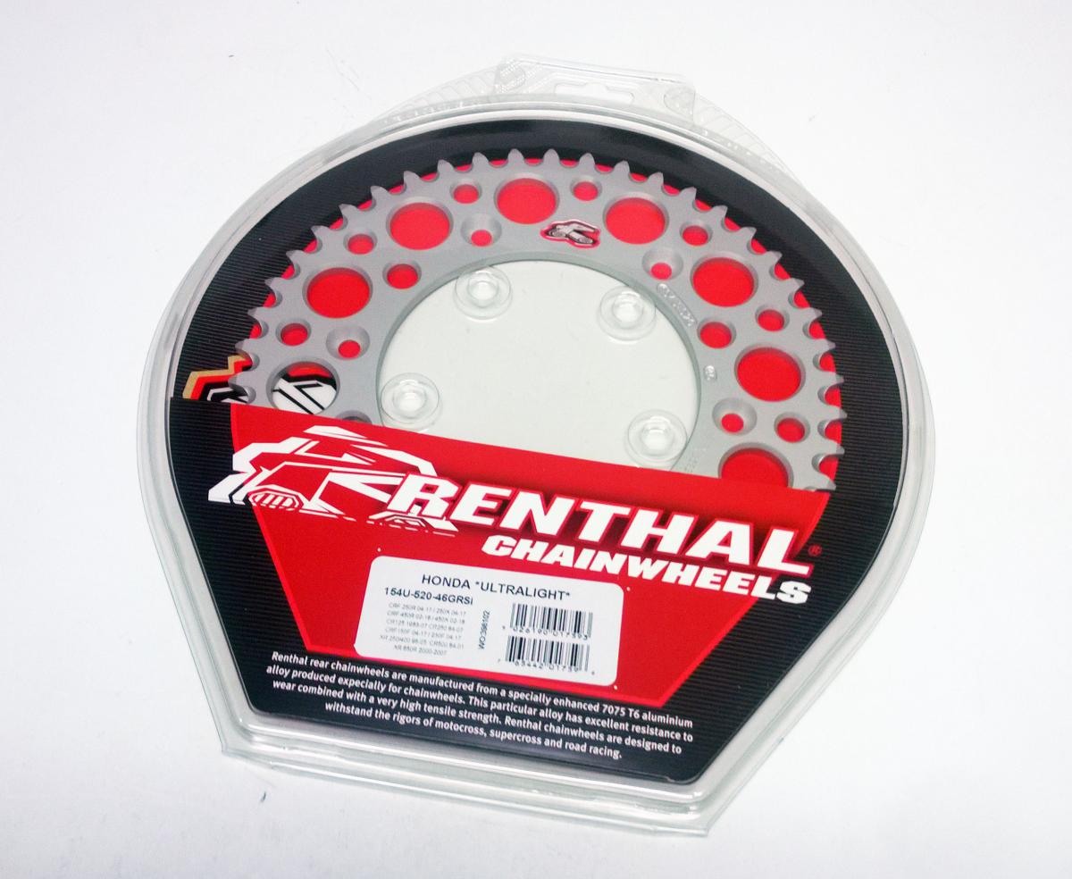 REAR SPROCKET ALLOY RENTHAL, ULTRALITE 154U-520-46GRSI SILVER