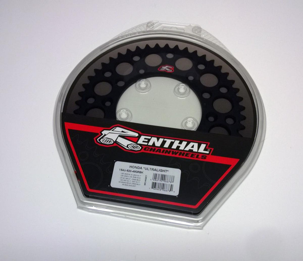 REAR SPROCKET ALLOY RENTHAL, ULTRALITE 154U-520-48GRBK BLACK, 154U-520-48GRBK