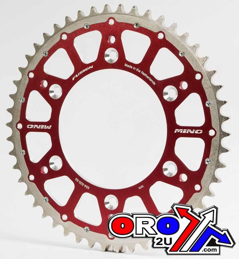 MINO REAR SPROCKET FUSION 2-RING, 23-554-49 RED STEEL/ALLOY