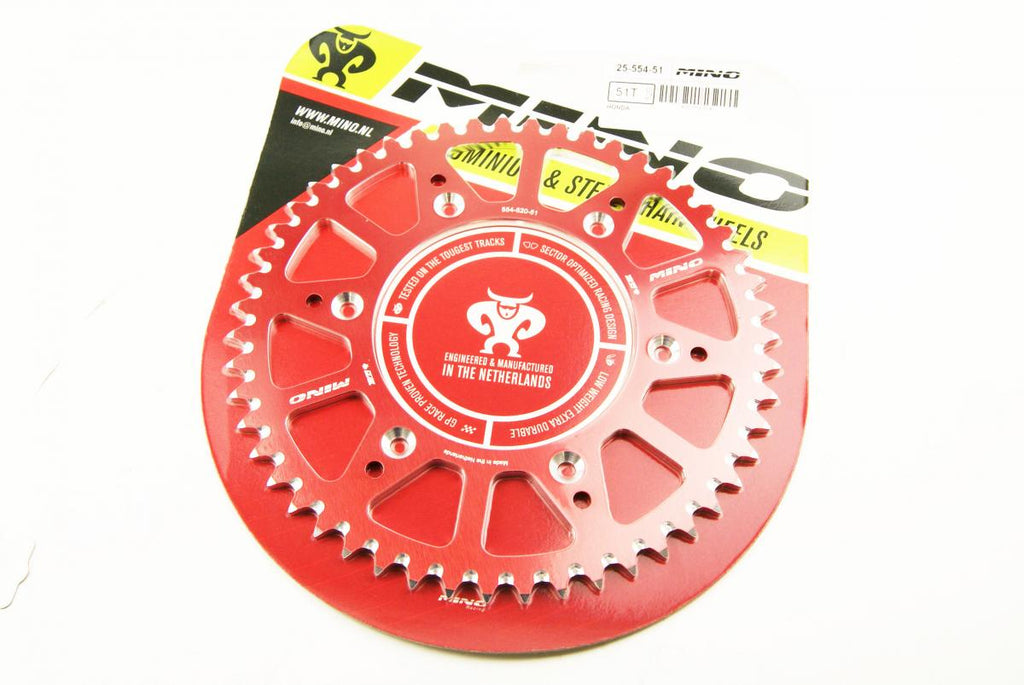 MINO REAR SPROCKET ALLOY RED, 25-554-51 RED