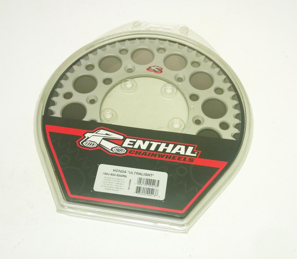 REAR SPROCKET ALLOY RENTHAL, ULTRALITE 154U-520-52GRSI SILVER, 154U-520-52GRSI