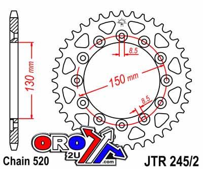 REAR SPROCKET STEEL JTR245/251 SILVER, DOUBLE DRILLED JTR245/2.39