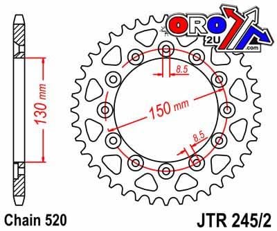 REAR SPROCKET STEEL JTR245/251, DOUBLE DRILLED JTR245/2.49