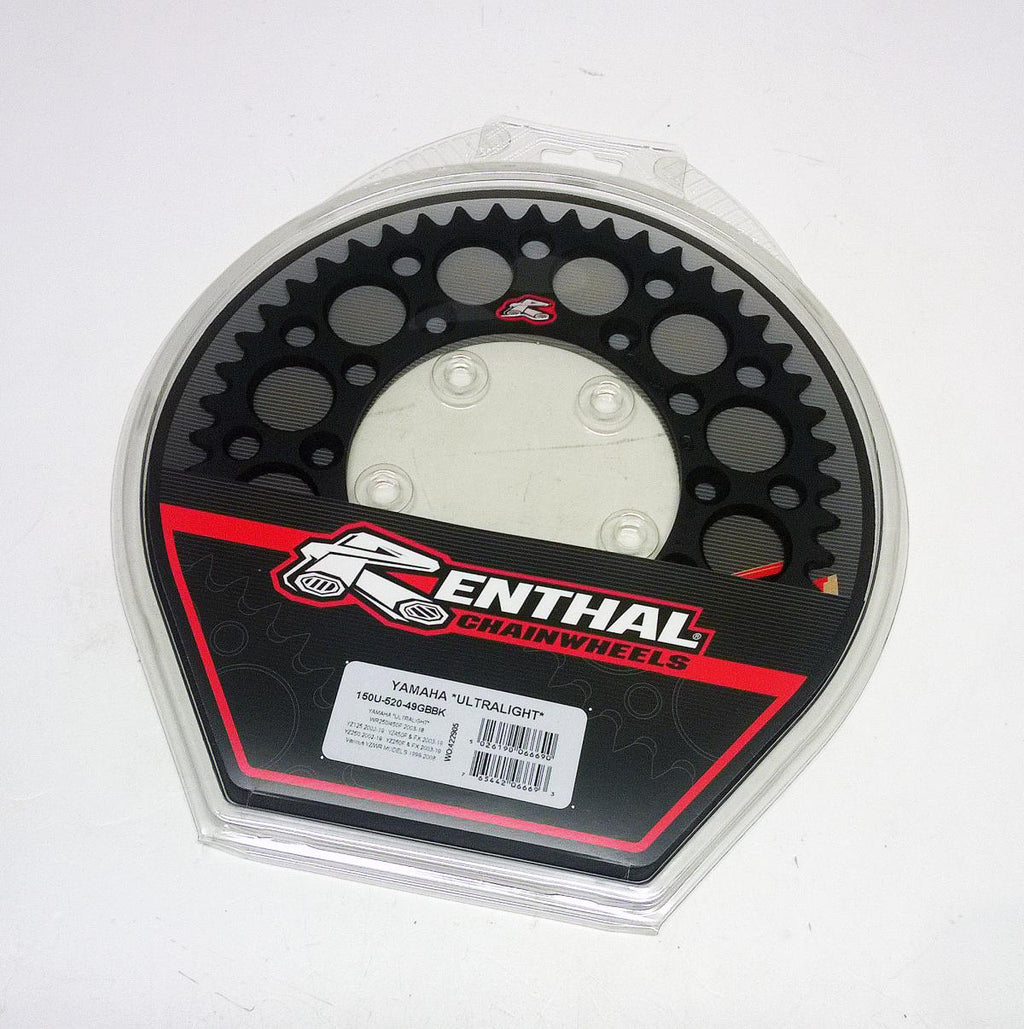 REAR SPROCKET ALLOY RENTHAL, ULTRALIGHT 150U-520-49GBBK BLACK, 150U-520-49GBBK