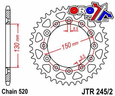 REAR SPROCKET STEEL JTR245/251, DOUBLE DRILLED JTR245/2.50