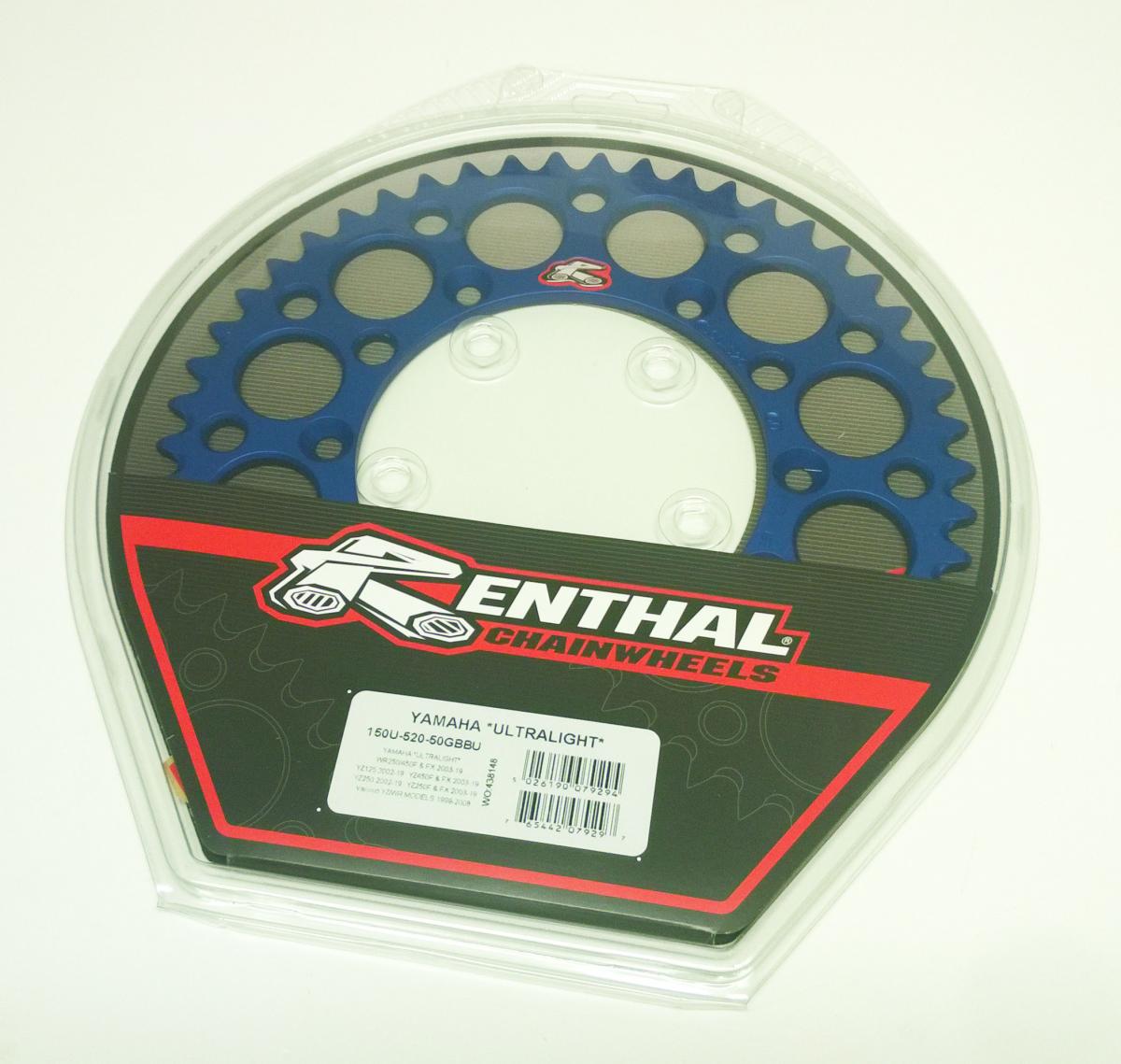 REAR SPROCKET ALLOY RENTHAL, ULTRALIGHT 150U-520-50GBBU BLUE