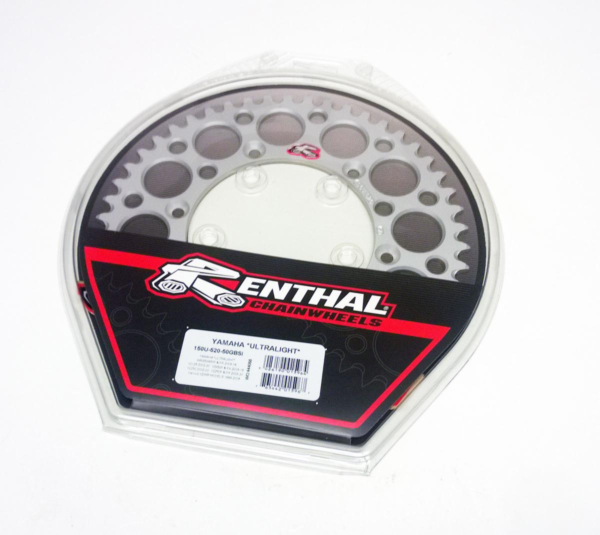 REAR SPROCKET ALLOY RENTHAL, ULTRALITE 150U-520-50GBSI SILVER, 150U-520-50GBSI