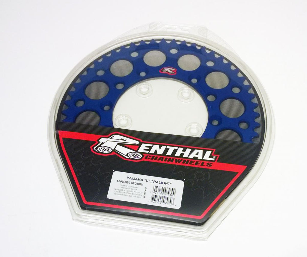 REAR SPROCKET ALLOY RENTHAL, ULTRALITE 150U-520-52GBBU BLUE