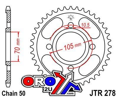 REAR SPROCKET JTR278.34 STEEL, HONDA ROAD JT