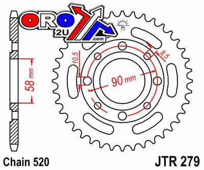 REAR SPROCKET JTR279.38 STEEL, HONDA ROAD JT