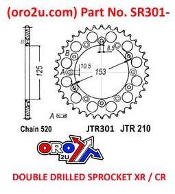 MINO REAR SPROCKET ALLOY 301/210 41T, 25-301.520.41 DOUBLE DRILLED JTR301, JTR210