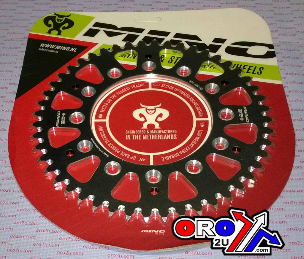 MINO REAR SPROCKET ALLOY 301/210, 25-301.520.48 BLACK DOUBLE DRILLED JTR301, JTR210