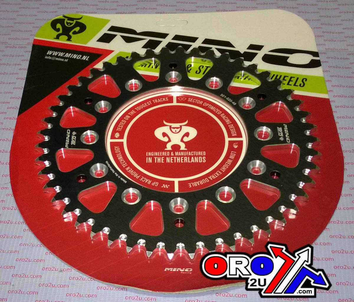 MINO REAR SPROCKET ALLOY 301/210, 25-301.520.48 BLACK DOUBLE DRILLED JTR301, JTR210