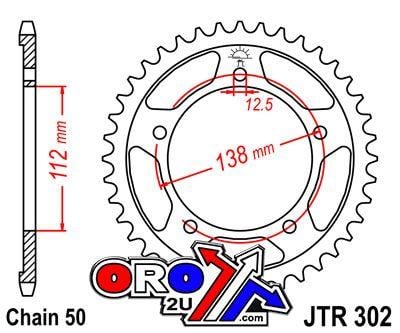 REAR SPROCKET JTR302.42 STEEL, HONDA ROAD JT