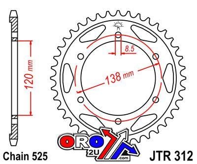 REAR SPROCKET JTR312.40 STEEL, HONDA ROAD JT CHAIN 525