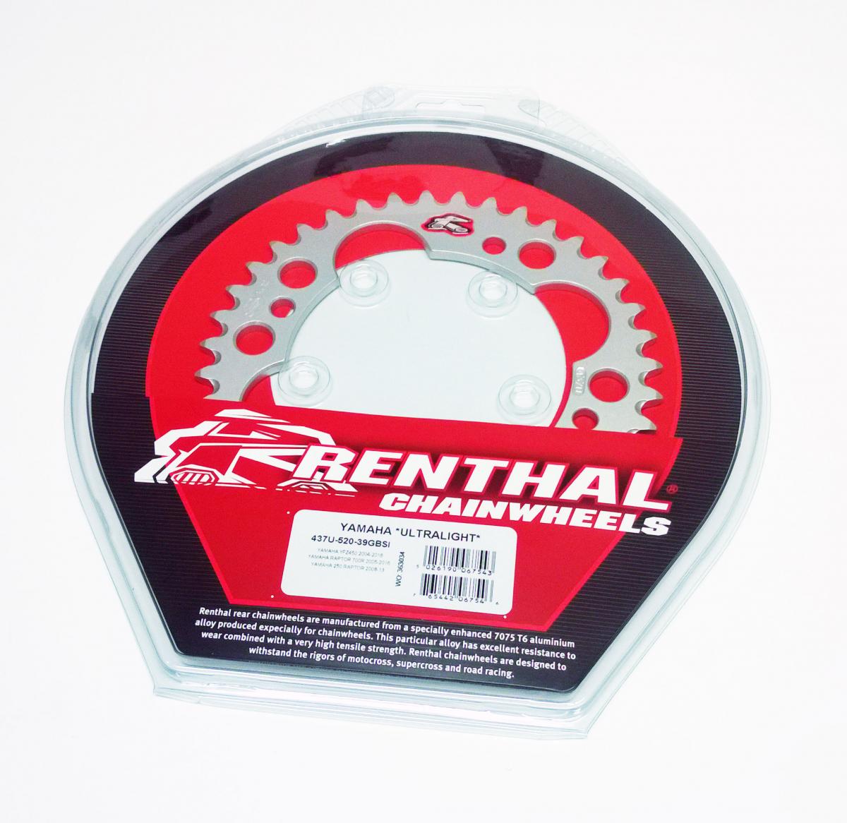 REAR SPROCKET RENTHAL YAM, ULTRALITE 437U-520-39GBSI SILVER