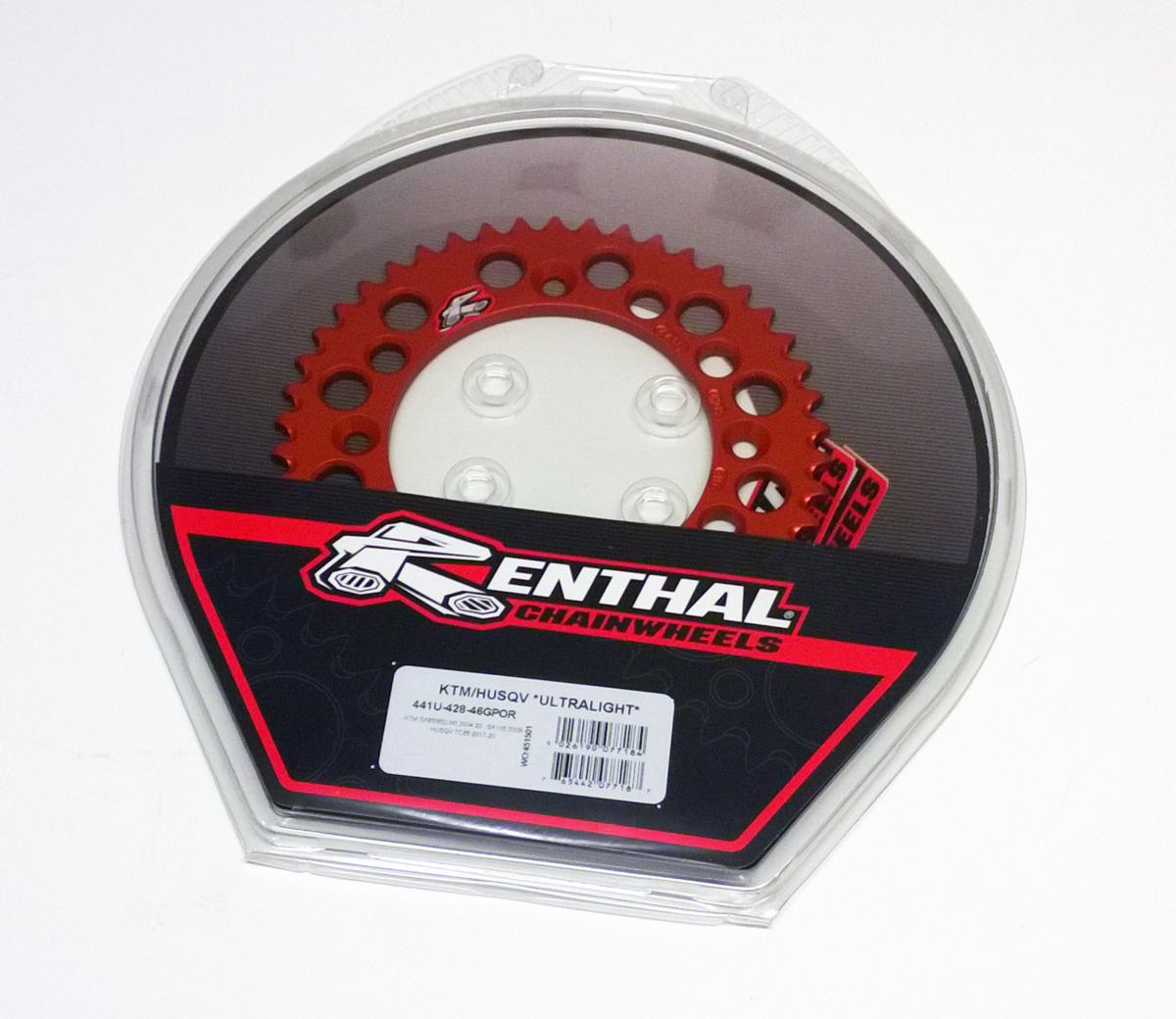 REAR SPROCKET ALLOY RENTHAL, ULTRALITE 441U-428-46GPOR ORANGE, 441U-428-46GPOR
