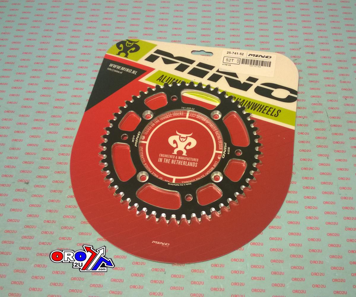 MINO REAR SPROCKET ALLOY BLACK, 25-741-52 BLACK KTM 85SX, 105SX, 85XC, 105XC