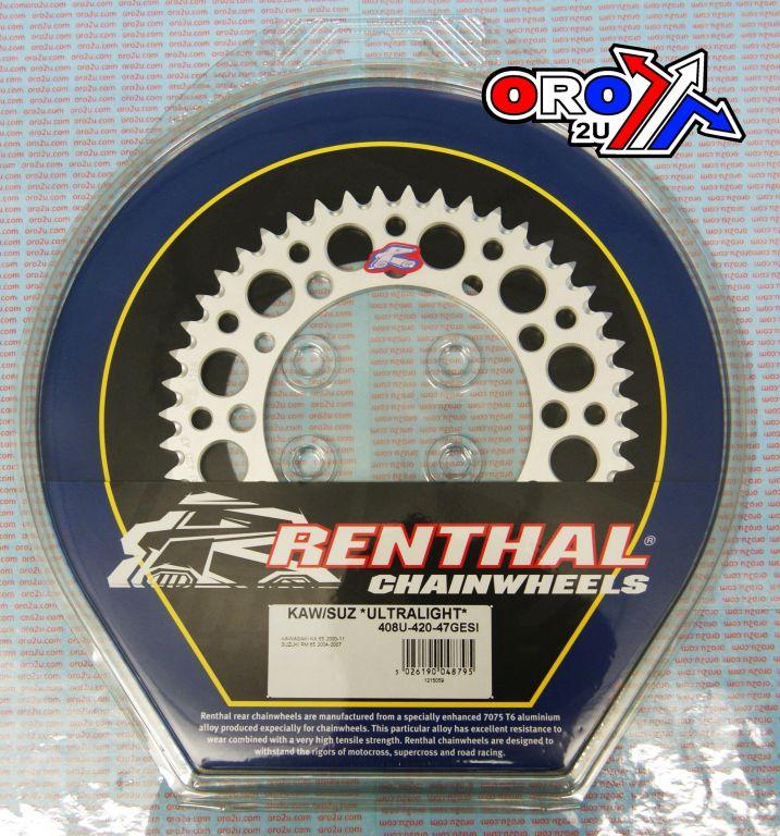REAR SPROCKET ALLOY RENTHAL, ULTRALITE 408U-420-47GESI SILVER