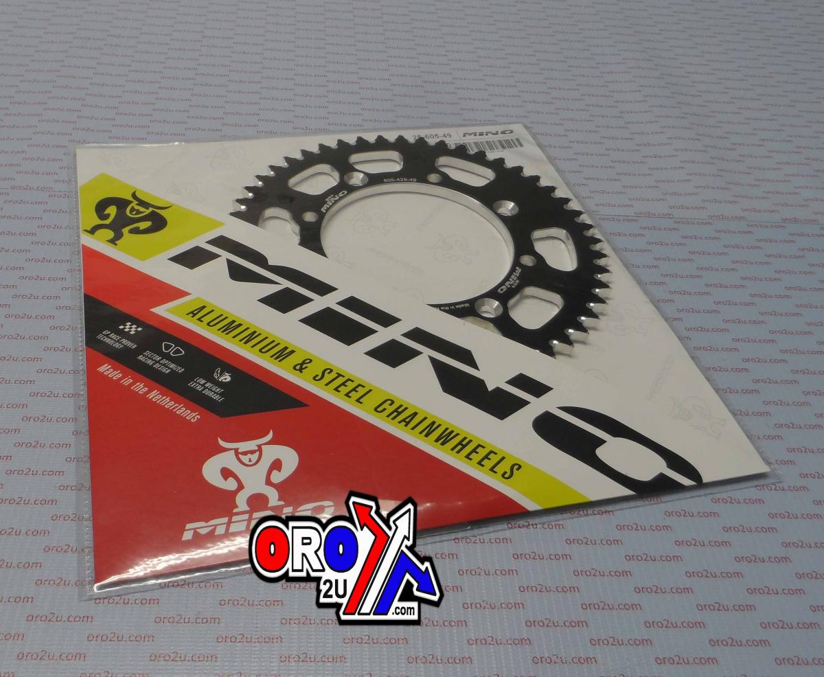 MINO REAR SPROCKET ALLOY BLACK 462, 25-605-49 CHAIN 428 Conversion JTR462.49