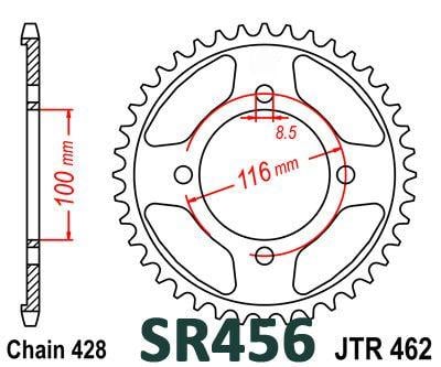 REAR SPROCKET STEEL JTR462.54, CHAIN 428 Conversion, JTR456.54, SR462- SR462-54