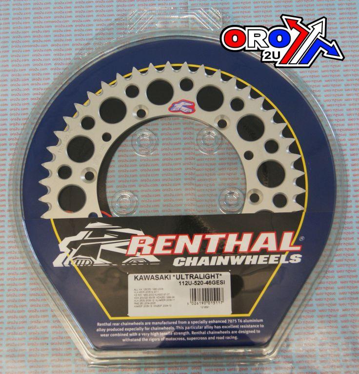 REAR SPROCKET ALLOY RENTHAL, ULTRALITE 112U-520-46GESI SILVER
