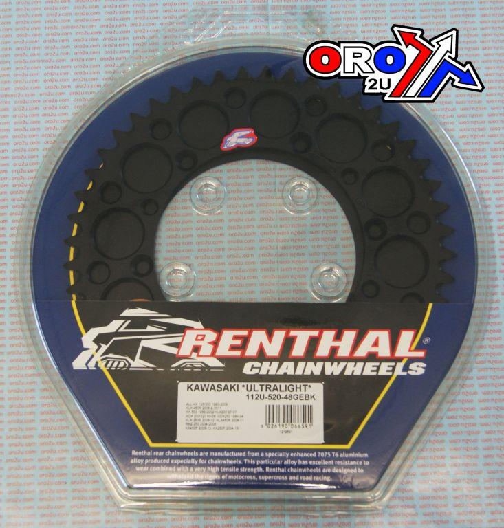 REAR SPROCKET ALLOY RENTHAL, ULTRALITE 112U-520-48GEBK BLACK, 112U-520-48GEBK