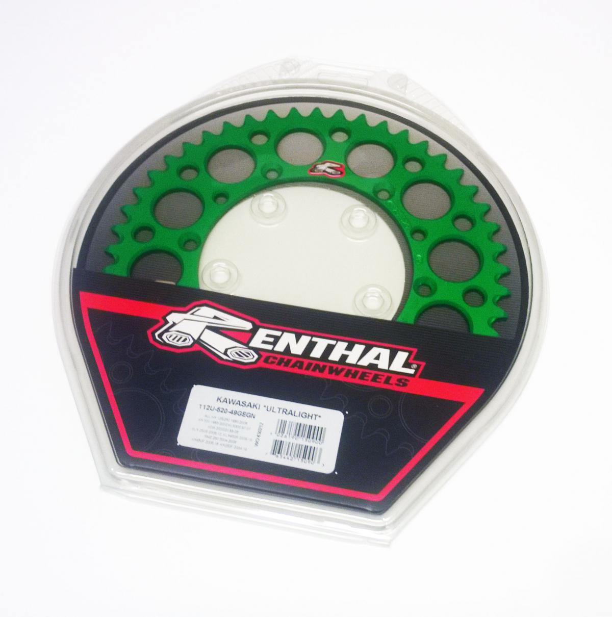 REAR SPROCKET ALLOY RENTHAL, ULTRALITE 112U-520-50GEGN GREEN, 112U-520-50GN