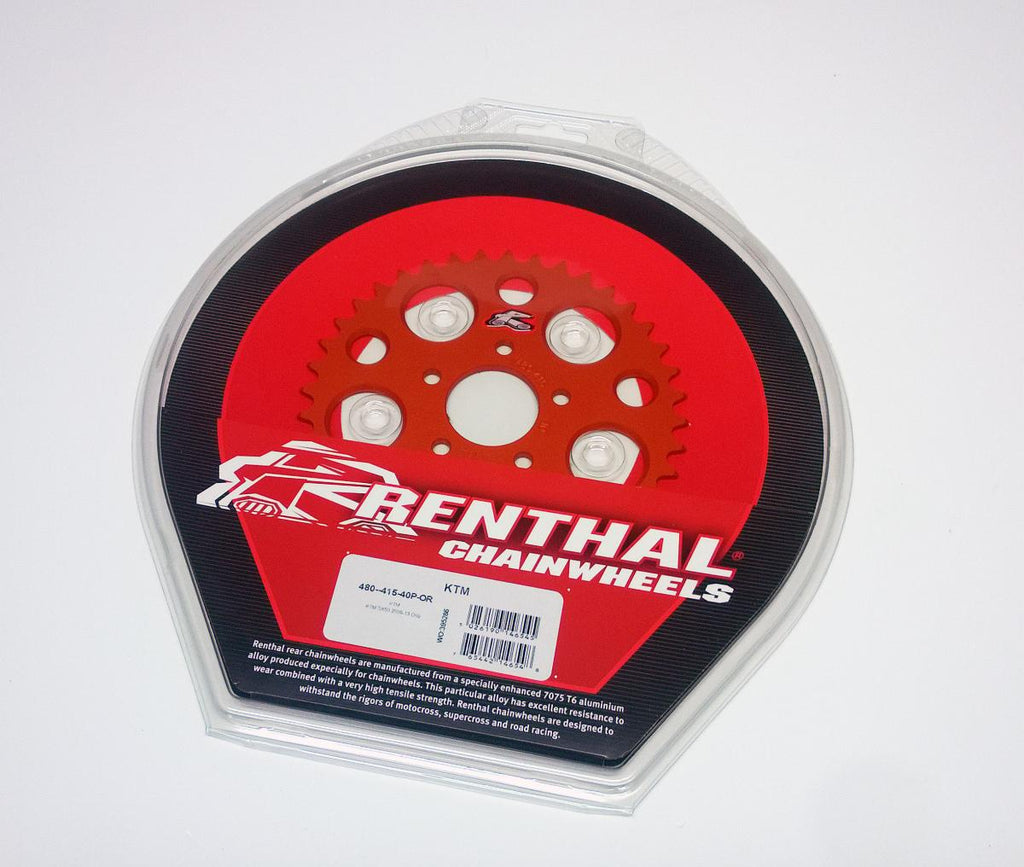 REAR SPROCKET RENTHAL 480, KTM 50 2010-2013 40T ORANGE, 480--415-40P-OR
